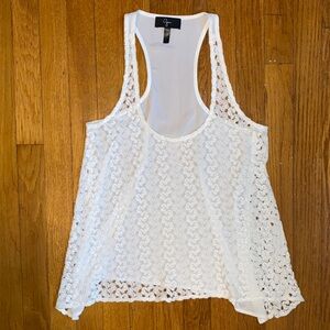 Aqua crochet white tank top